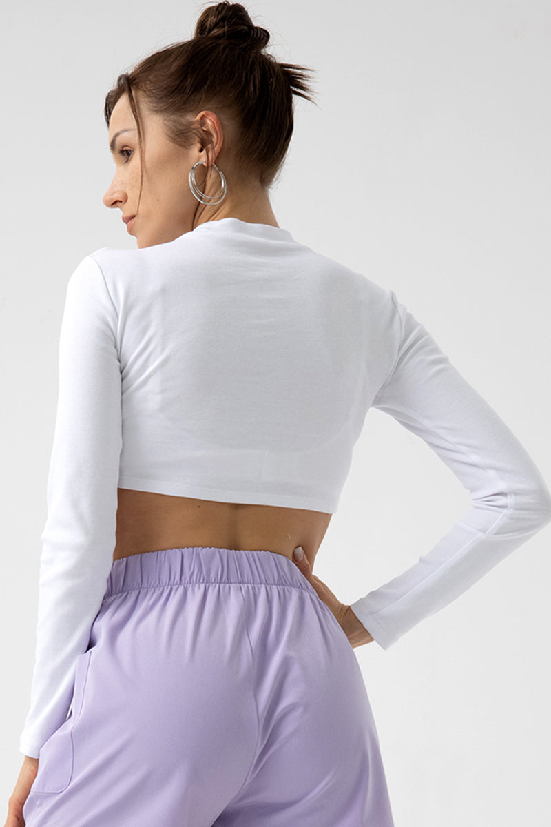 Women Eco-Friendly Organic Cotton Strapless Long Sleeve T-Shirt Fitness Dance Fashion Outwear Yoga Sports Tops