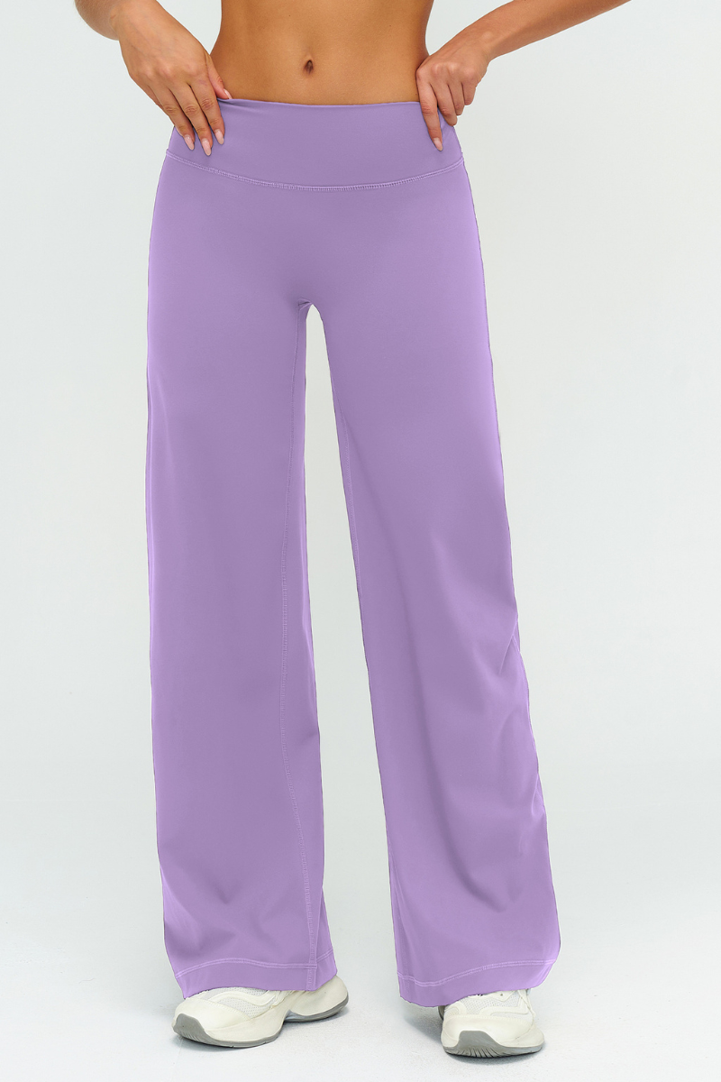 Women's Brushed Wide Waistband Draped Wide Leg Pants