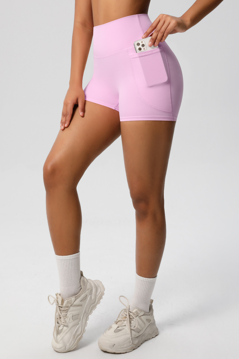 Women's High Waist Side Pocket Yoga Workout Biker Shorts