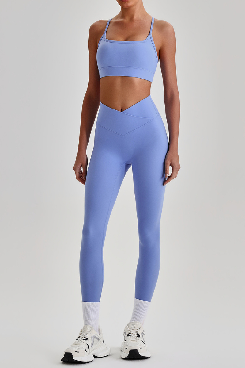 Women's  Crisscross Back Bra & V-Waist Yoga Leggings Set