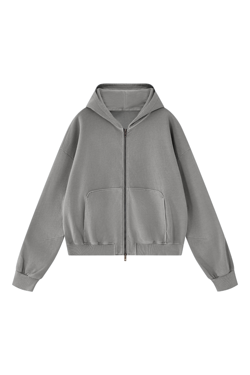 Men's Fall 100% Cotton 360G Boxy Cropped Two‑Way Zip Jacket