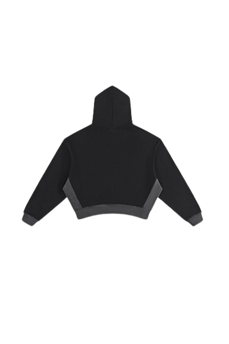 Women's Fall 100% Cotton Contrast-Stitch Boxy Cropped Hoodie