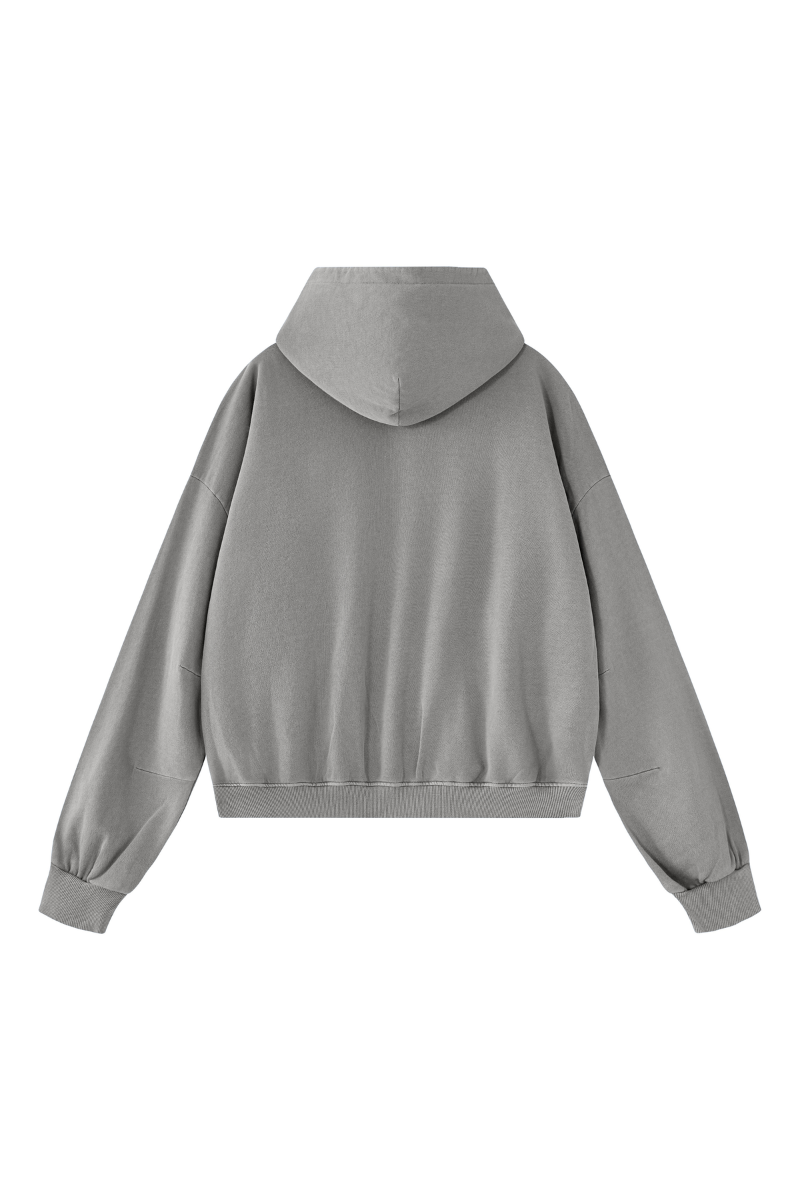 Unisex Fall 100% Cotton 360G Boxy Cropped Two‑Way Zip Jacket
