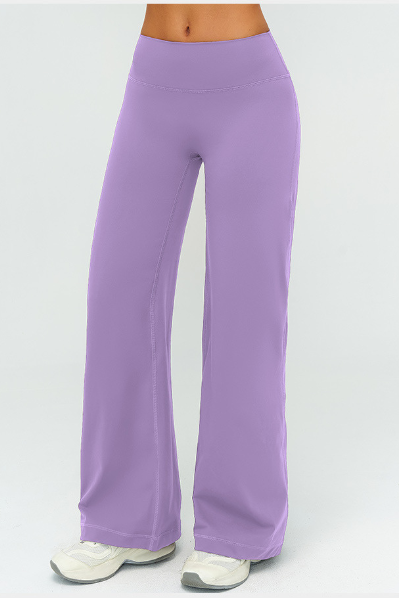 Women's Brushed Wide Waistband Draped Wide Leg Pants