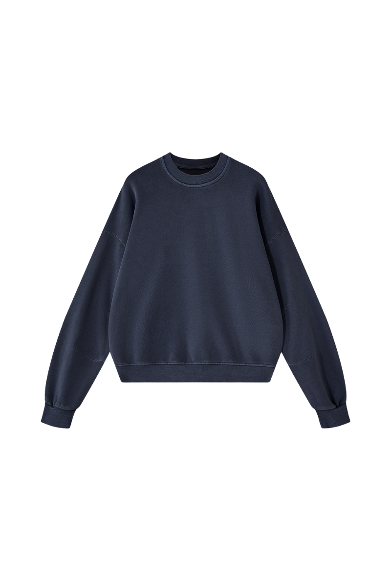 Unisex Fall 100% Cotton Streetwear Washed Relaxed Pullover