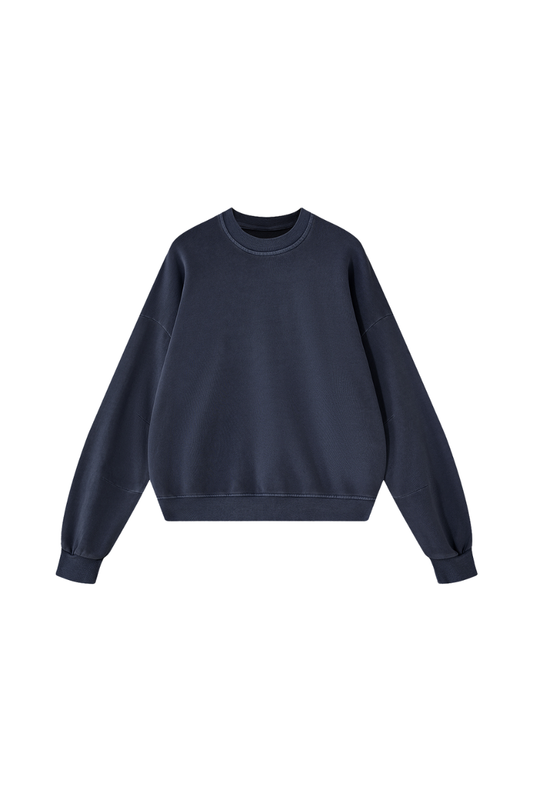 Unisex Fall 100% Cotton Streetwear Washed Relaxed Pullover