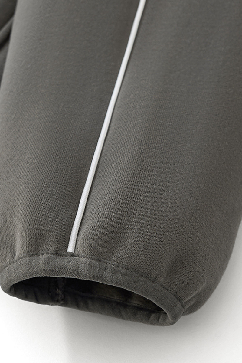 Unisex Fall Relaxed Contrast Color Stripe High Neck Hoodie