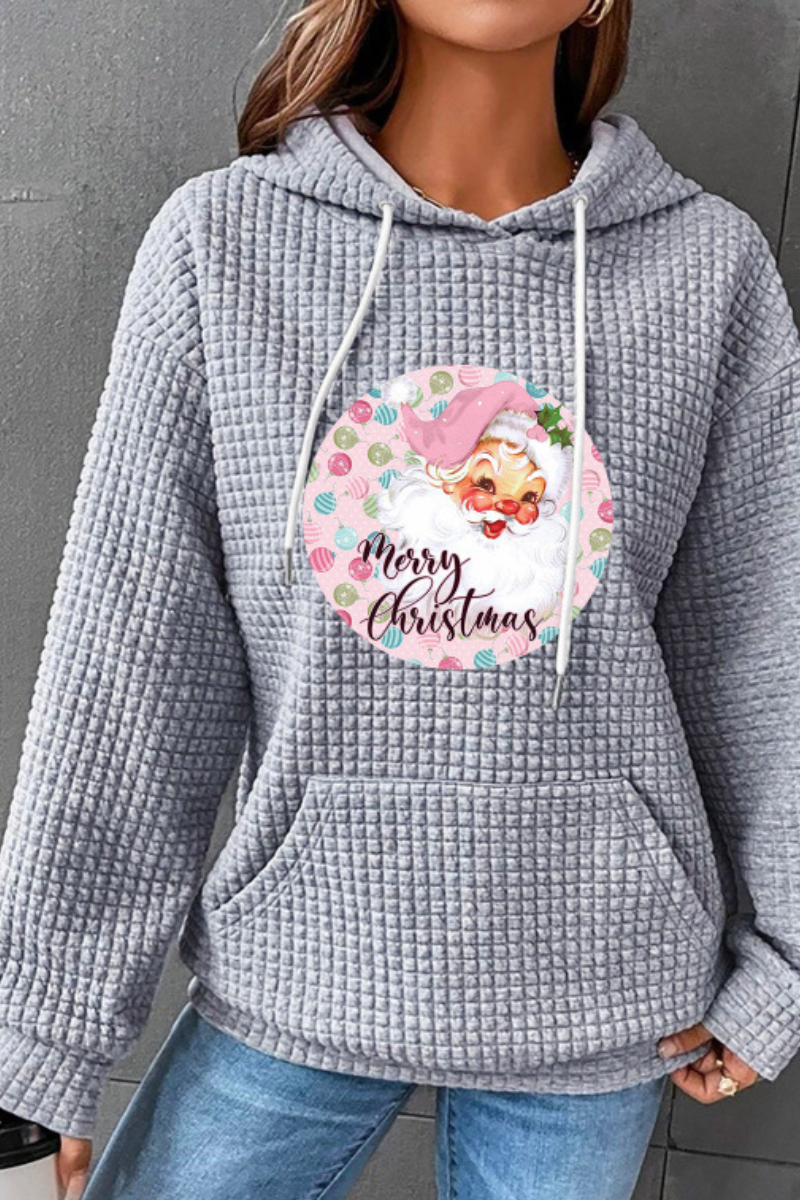 Women's Fall/Winter Christmas Print Waffle Knit Hoodie