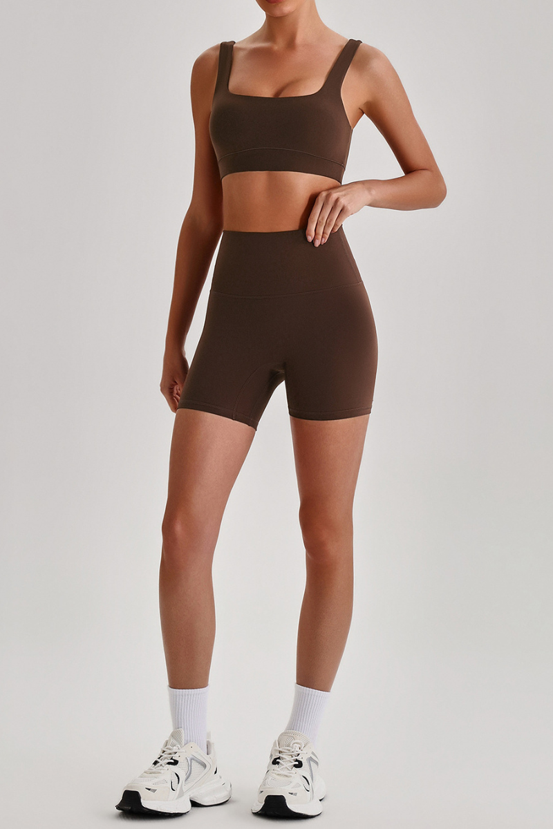 Women's  High Stretch Bra & No Front Seam Yoga Shorts Set