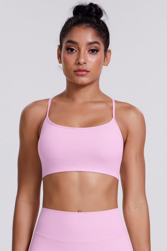 Women's Crisscross Back Spaghetti Straps Quick Dry Sports Bra