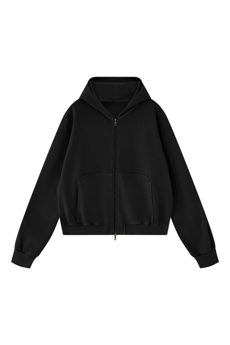 Men's Fall 100% Cotton 360G Boxy Cropped Two‑Way Zip Jacket