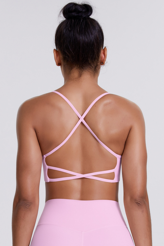 Women's Crisscross Back Spaghetti Straps Quick Dry Sports Bra