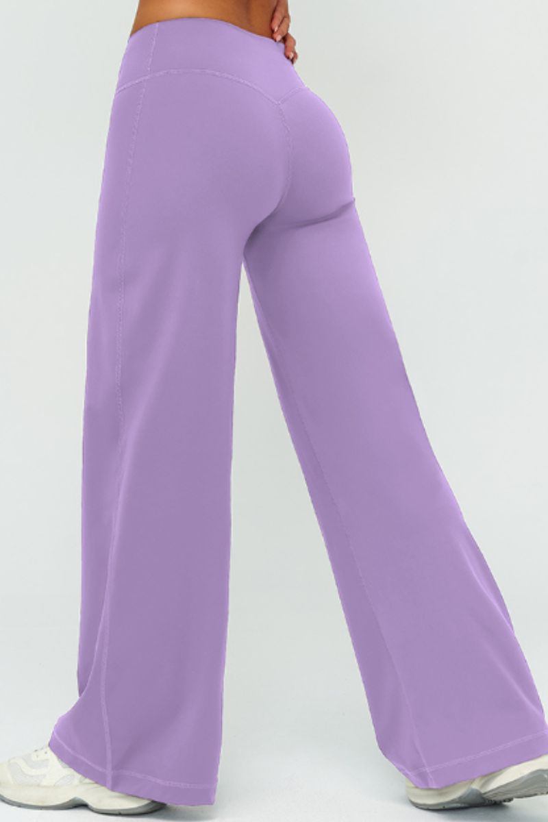 Women's Brushed Wide Waistband Draped Wide Leg Pants