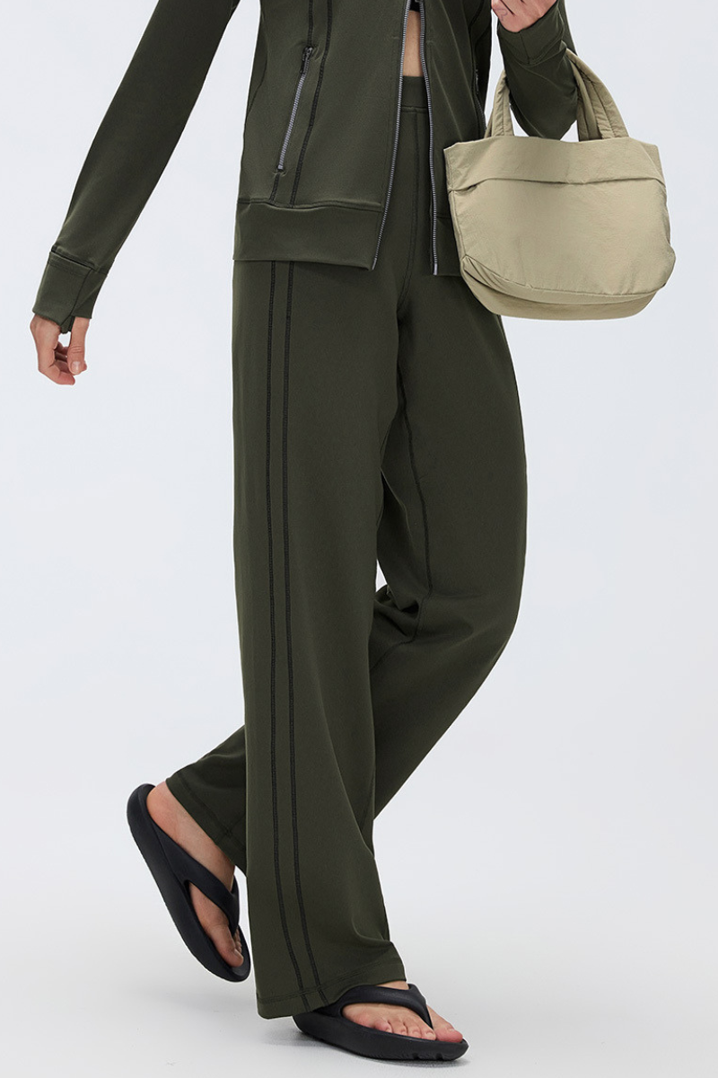 Women's Fall Double Side Stripes Relaxed Straight Leg Pants