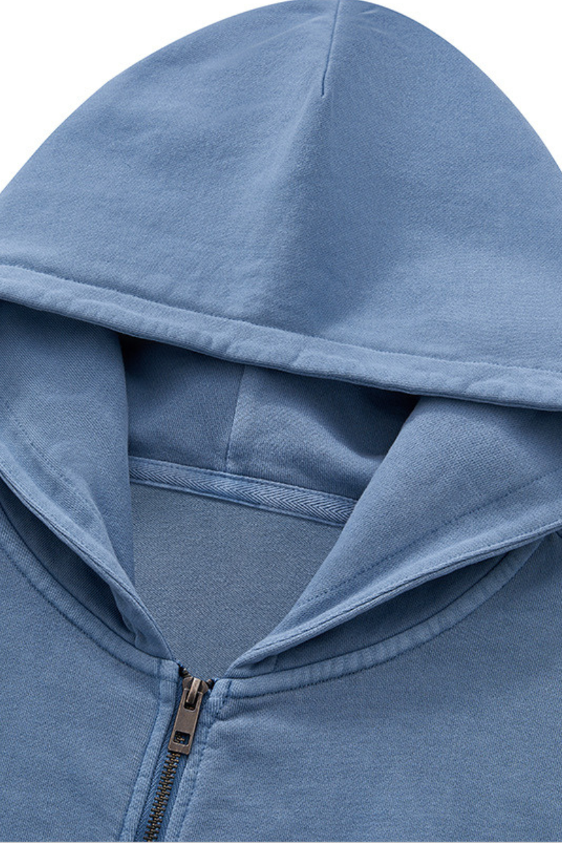 Unisex Fall 100% Cotton 360G Boxy Cropped Two‑Way Zip Jacket