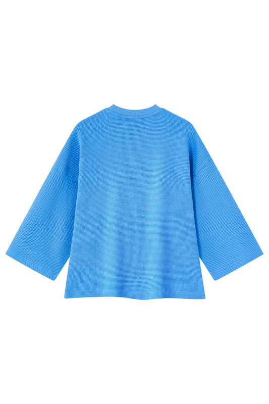 Unisex Drop Shoulder Loose Crew Neck Waffle Knit T-shirt