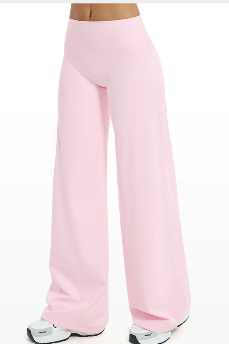Women's Brushed Wide Waistband Draped Wide Leg Pants