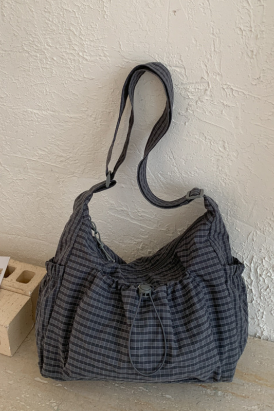 Women's Mini Check Bow Decor Adjustable Strap Crossbody Bag