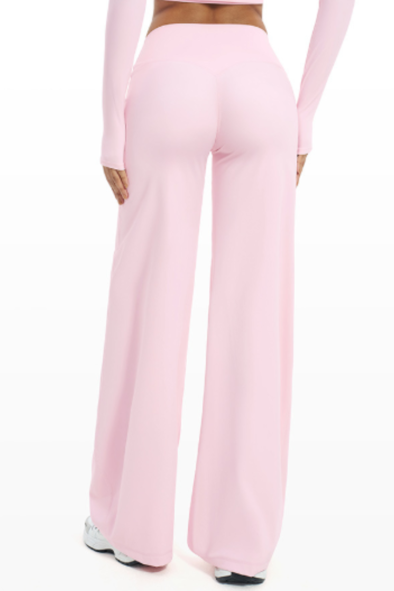 Women's Brushed Wide Waistband Draped Wide Leg Pants