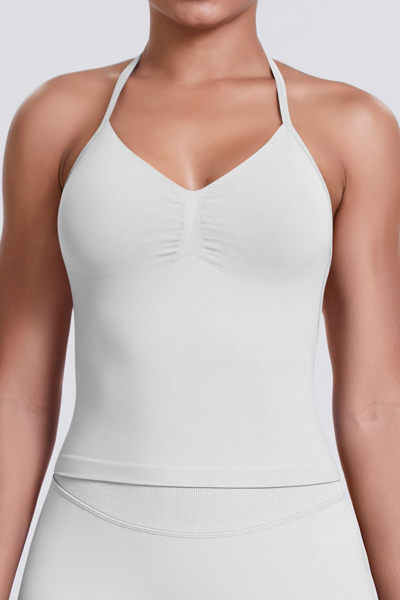 Knit Halter Sports Bra - Seamless Breathable Yoga & Workout Top