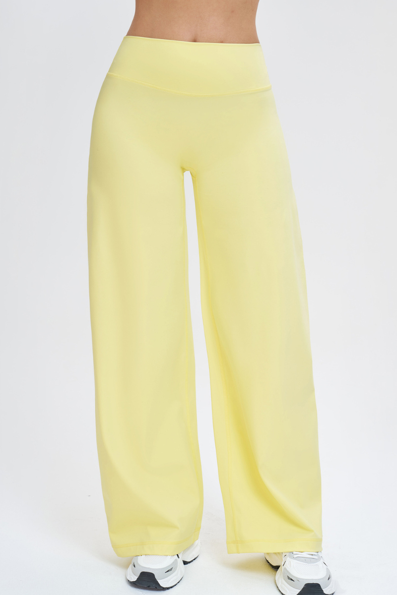 Women's Brushed Wide Waistband Draped Wide Leg Pants
