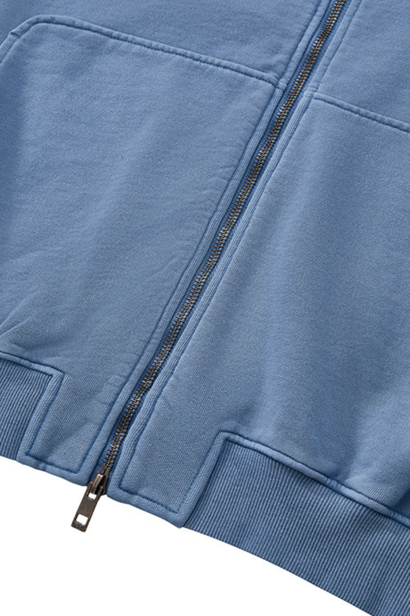Men's Fall 100% Cotton 360G Boxy Cropped Two‑Way Zip Jacket