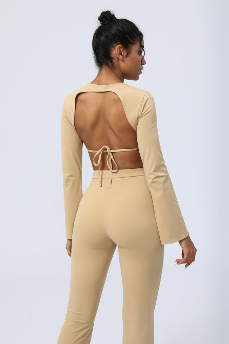 Women's  Long Sleeve  Chest Pad  Sport Crop Top