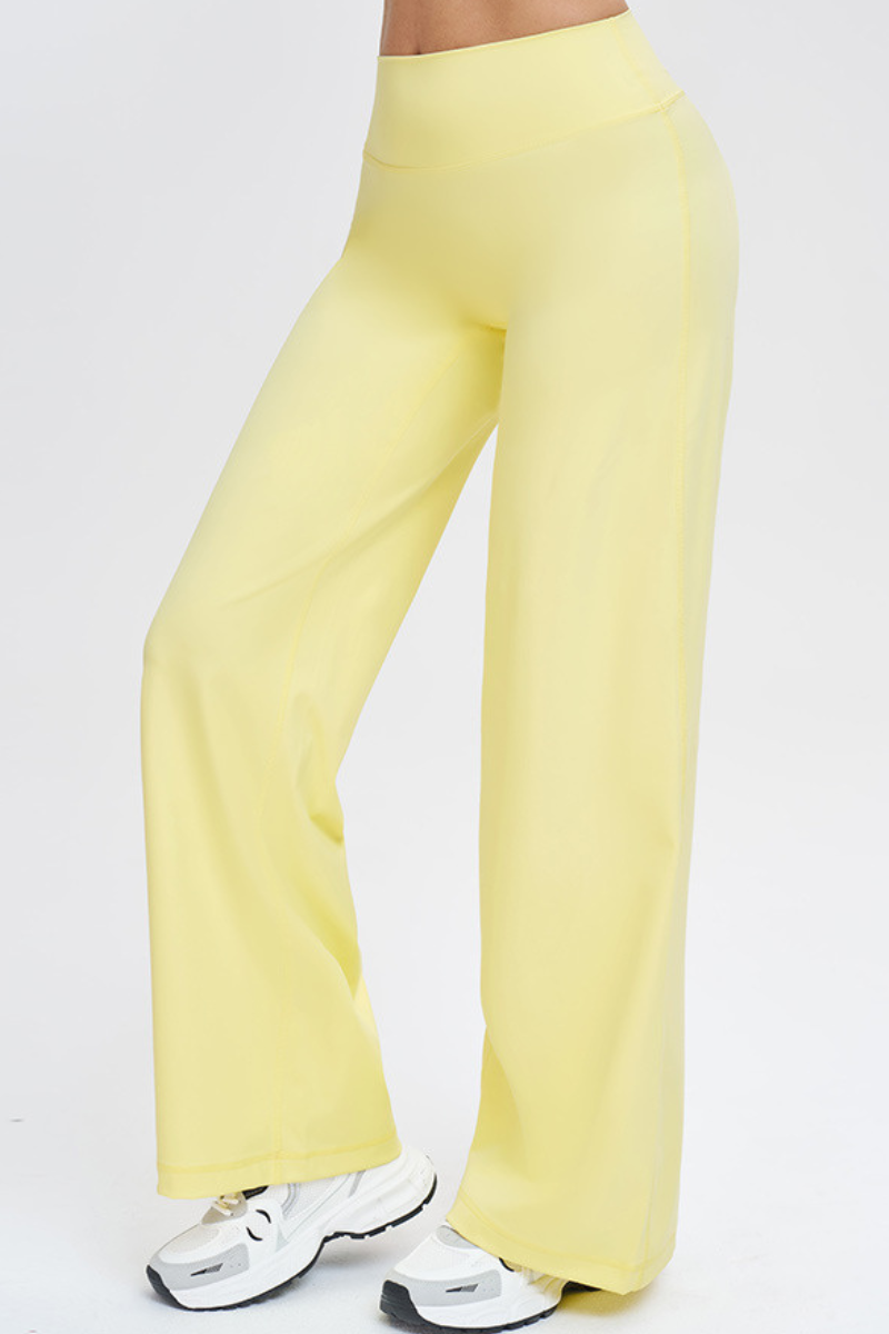 Women's Brushed Wide Waistband Draped Wide Leg Pants