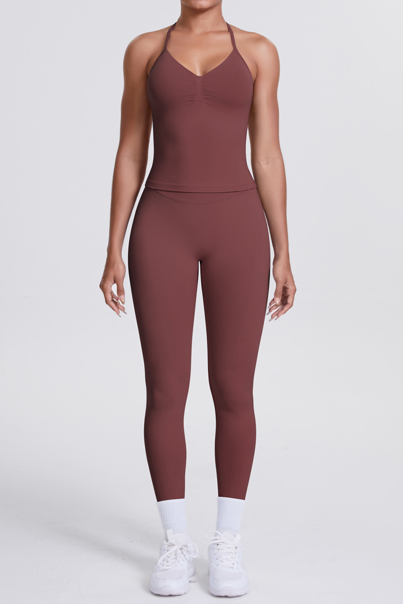 High-Waist Seamless Yoga Set - Halter Neck, Quick-Dry Fitness Outfit