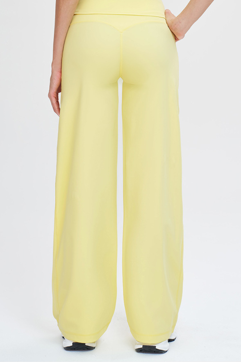 Women's Brushed Wide Waistband Draped Wide Leg Pants
