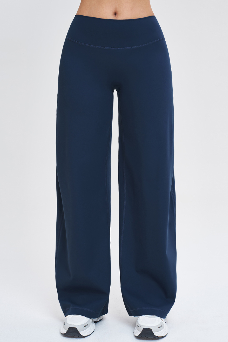 Women's Brushed Wide Waistband Draped Wide Leg Pants