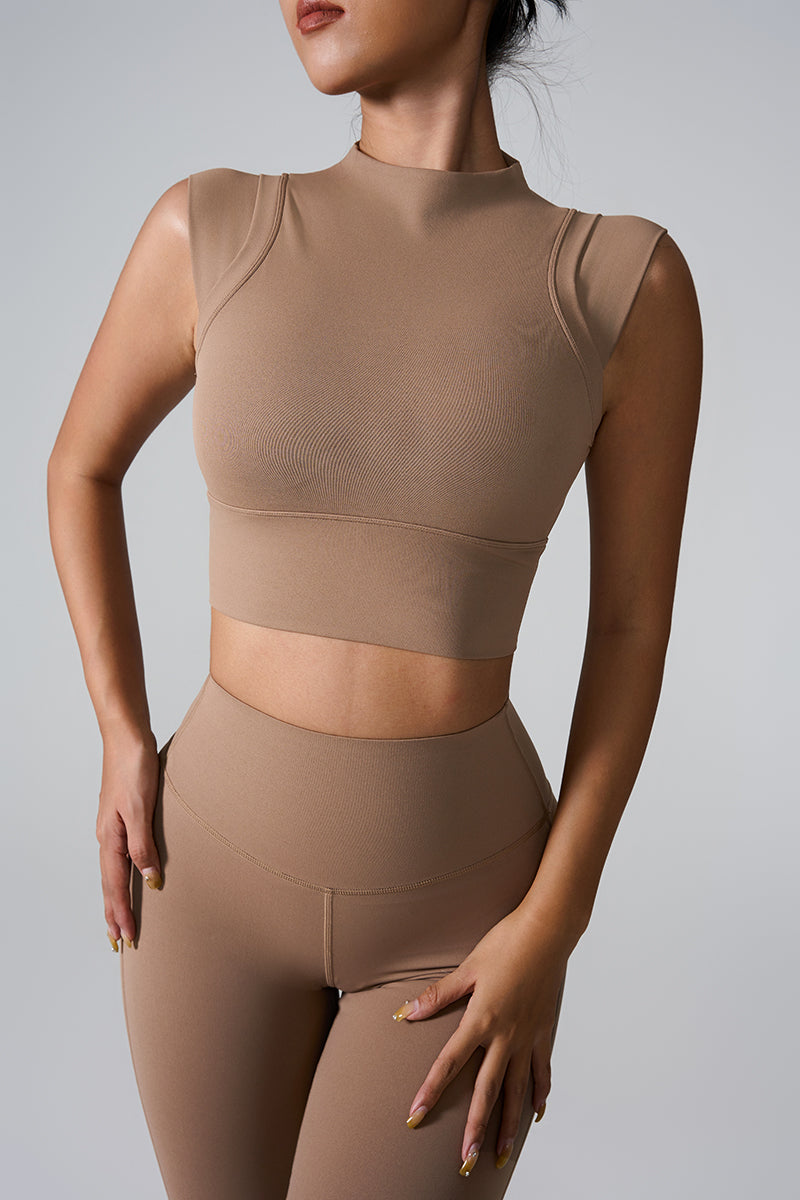 Women'S High-Elastic Nude Tight-Fitting Shape-Fitting Yoga Flying Sleeve Sports Vests