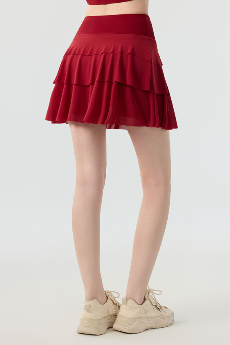 Women's  Multi-Color Lightweight A-Line Tiered Sports Skort
