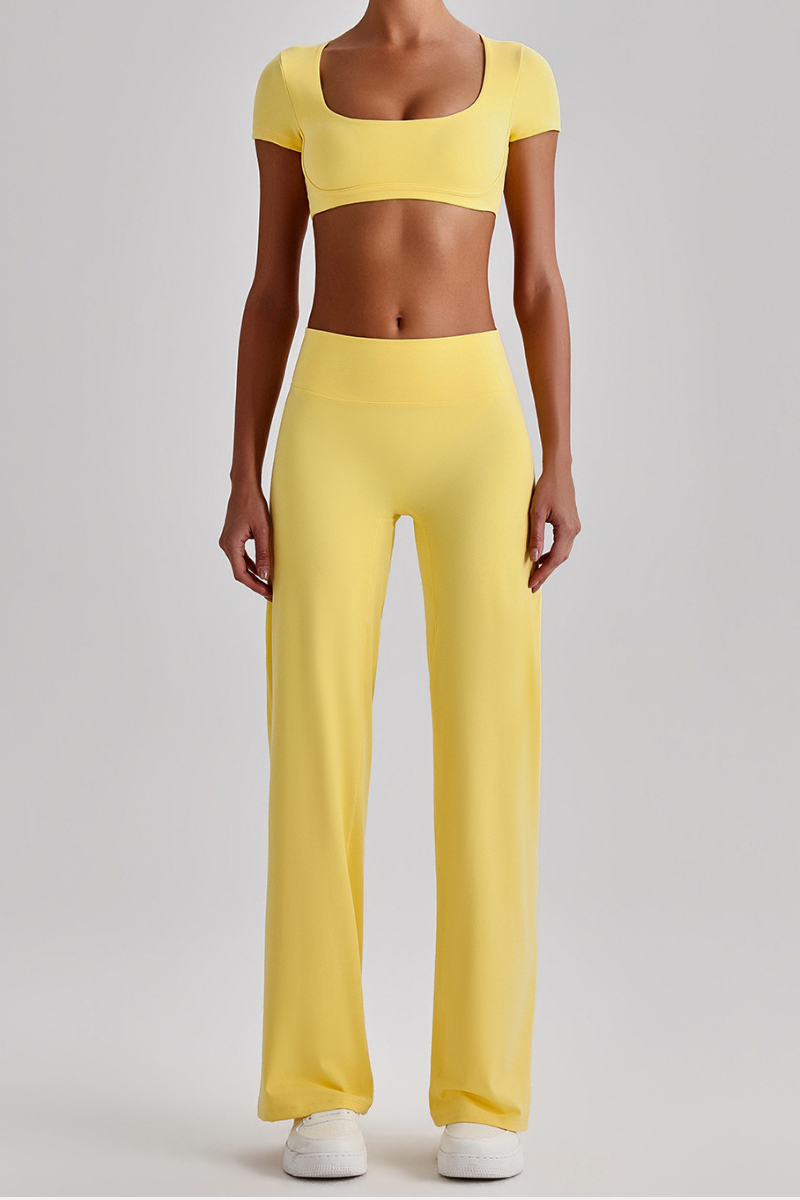 Women's  Quick Dry T-shirt & No Front Seam Yoga Pants Set