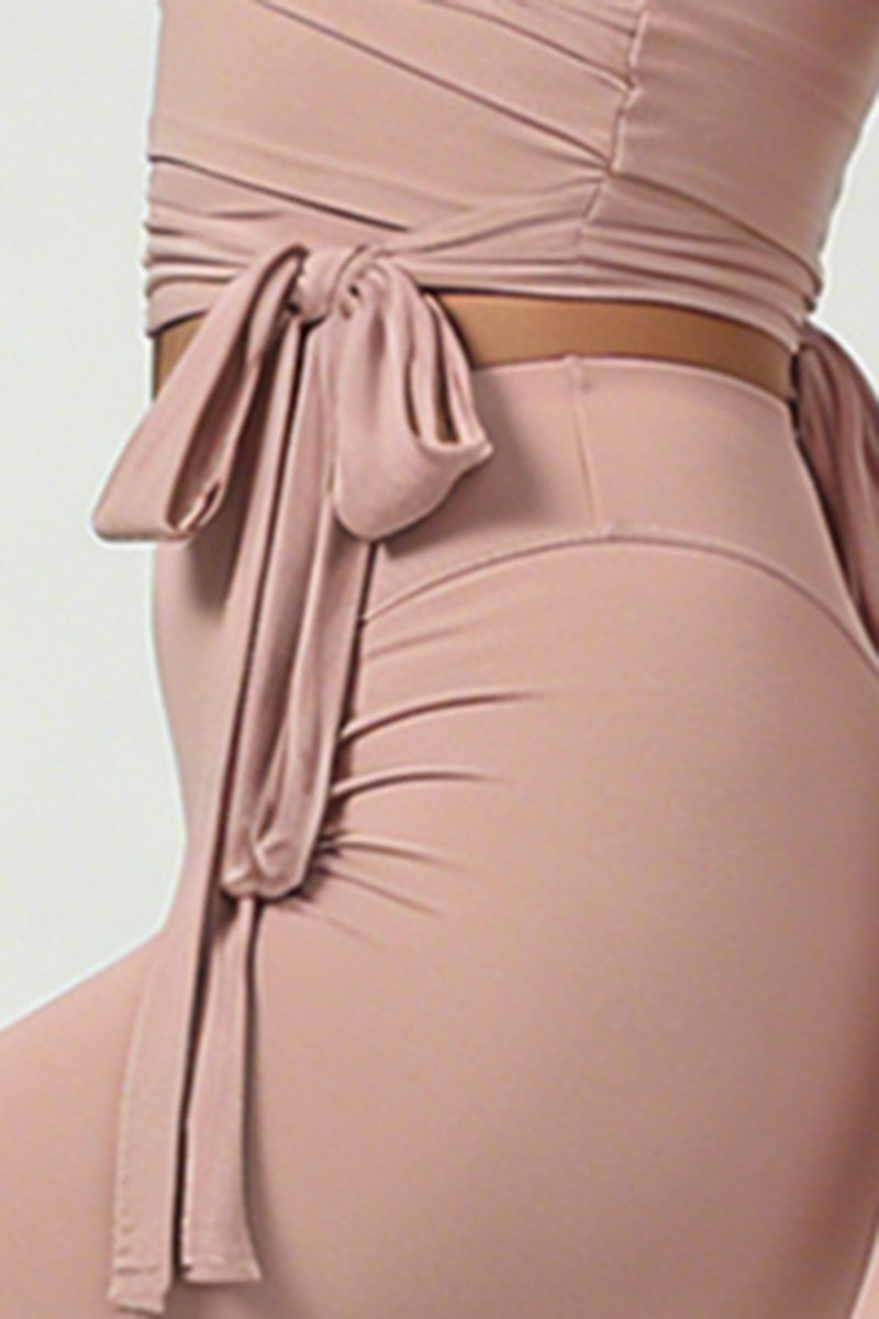 Women's ballet tie crop top and yoga pants set