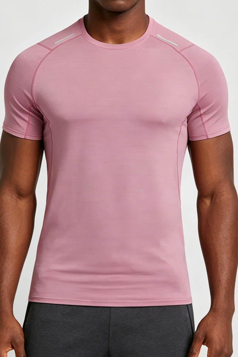 Men's Round-Neck Silk-Textured Sports Casual T-shirt