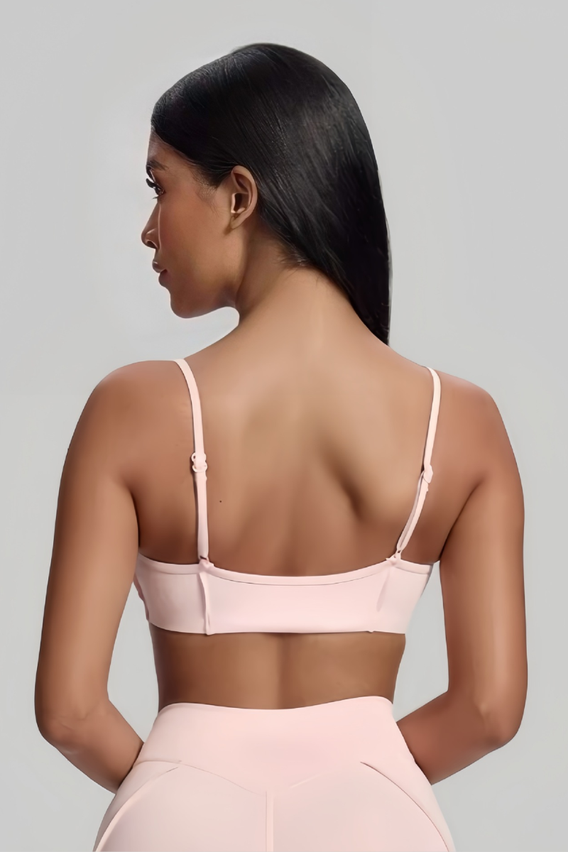 Women's Adjustable Strap Padded Seam Detail Sports Yoga Bra