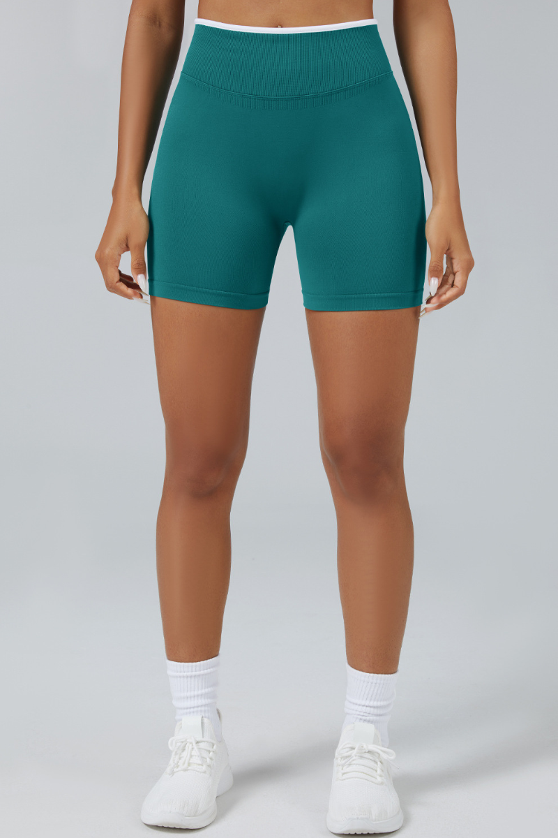 Women's Color Contrast Trim Seamless 3 Inch Yoga Shorts