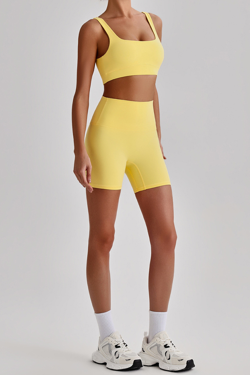Women's  High Stretch Bra & No Front Seam Yoga Shorts Set