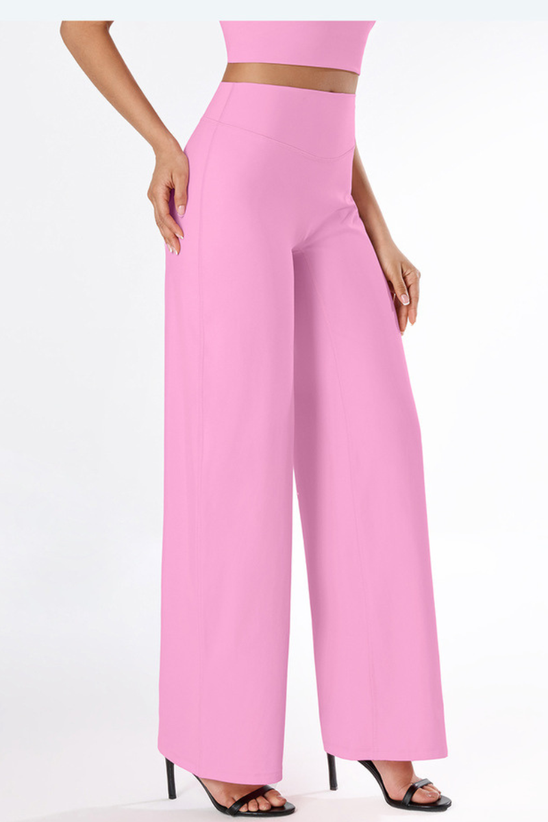 Women's High-Waist Brushed Naked-Feel Wide-Leg Sports Pants