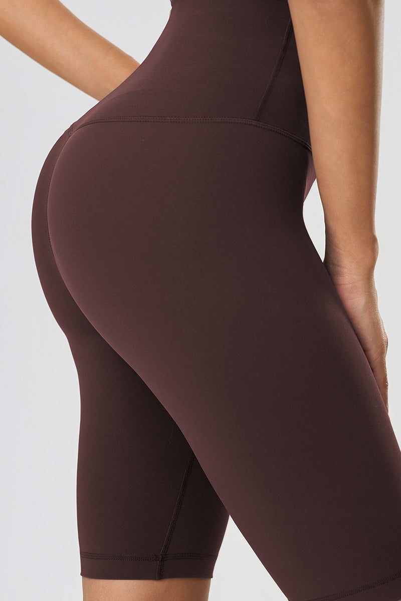 Women High-Rise Hip-Lift Naked-Feel Shaping Yoga Fitness Shorts