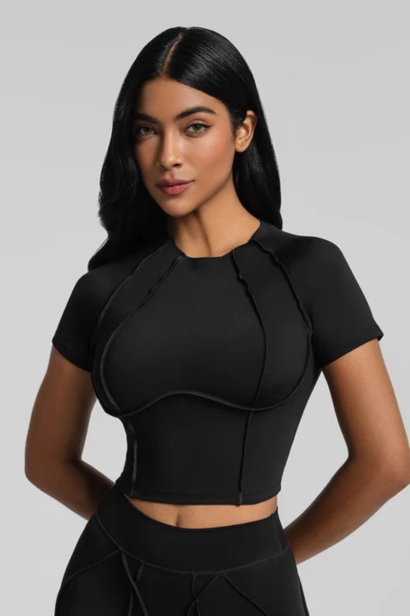Women's Athletic Seam Detail Cropped Naked Feel Yoga T-shirt