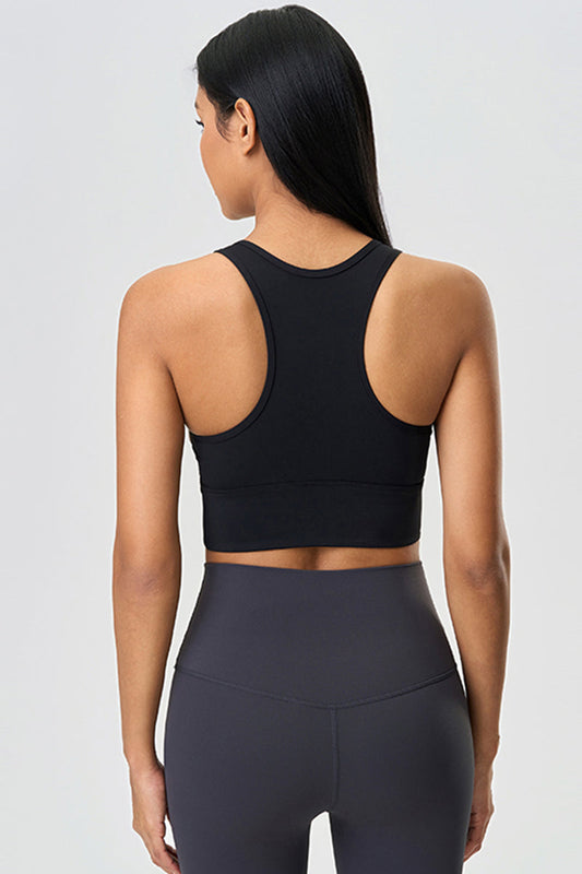 Women Color Block Short Built-In Bra Sculpting Cross Back Yoga Sports Tank Top