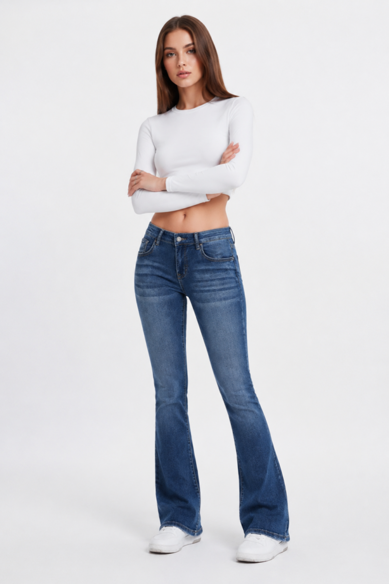 Women's High Waist Stretch Slim Flare Jeans