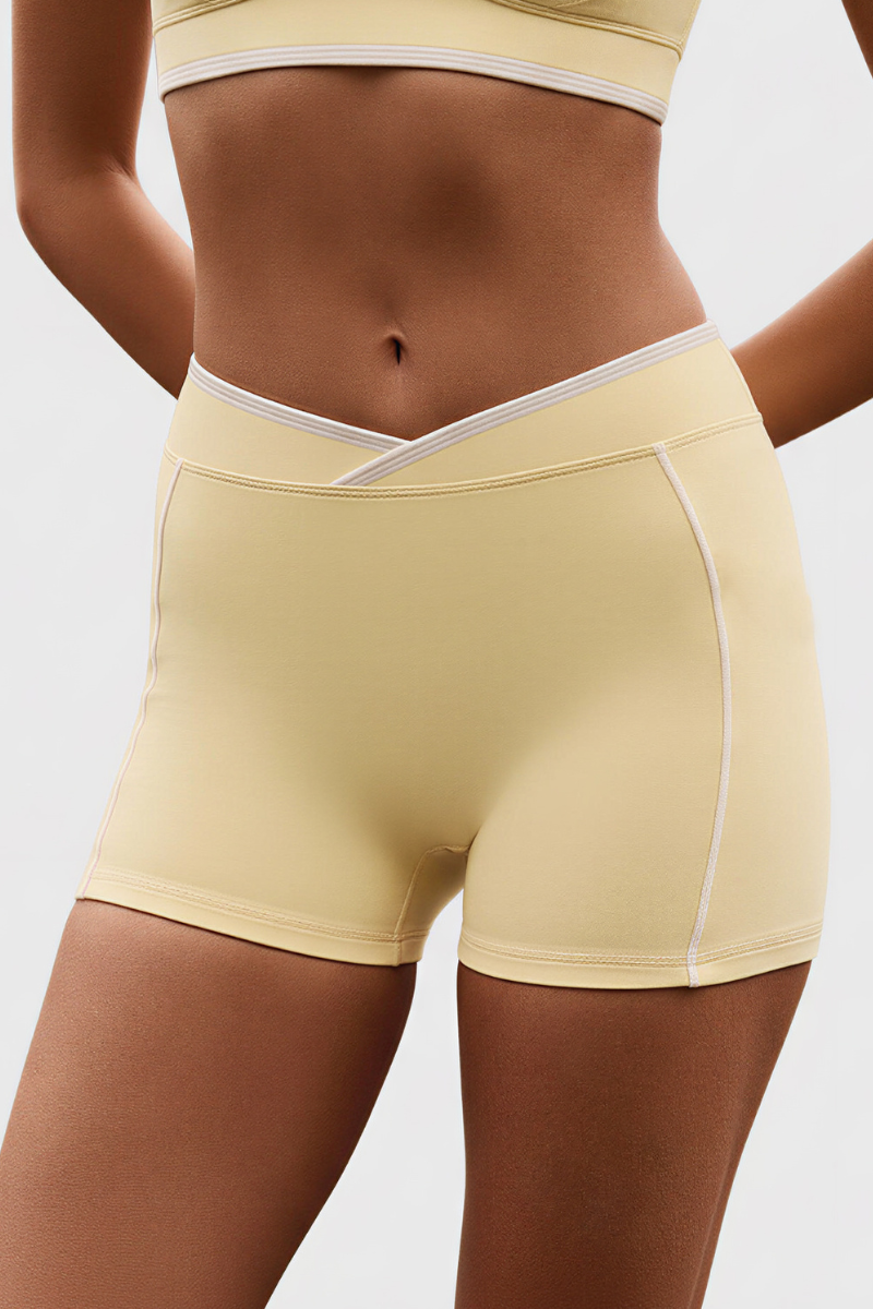 Women's Nude Mid-Waist Color Sports Shorts