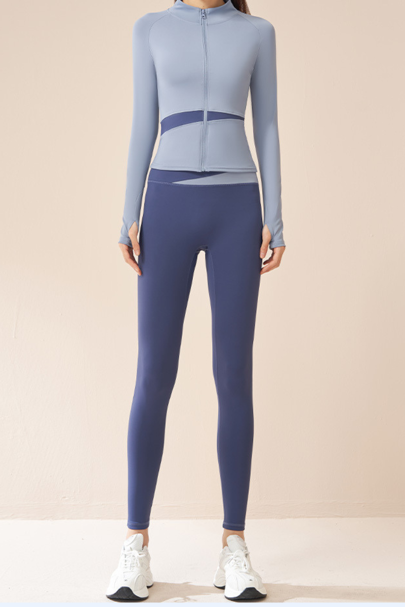 Women's 2-Piece Sports Sets:Stand Collar Jacket & Leggings