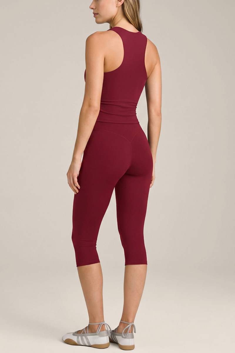 Women's Brushed Racerback Tank Top And Capri Yoga Set