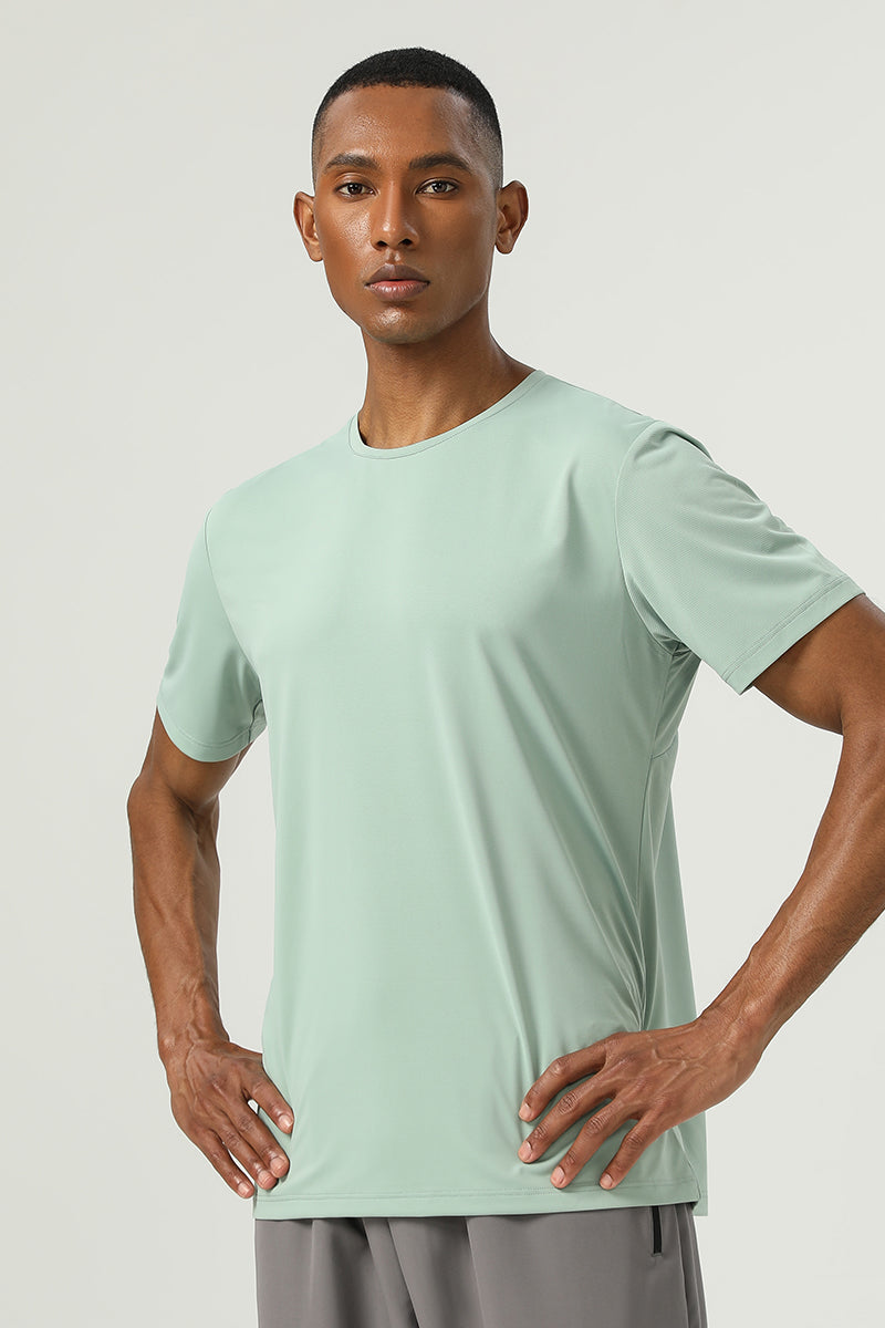 Men Cloud Yarn Quick-Dry Antibacterial Moisture-Wicking Uv Protection Reflective Outdoor Sports Round Neck Short Sleeve T-Shirt