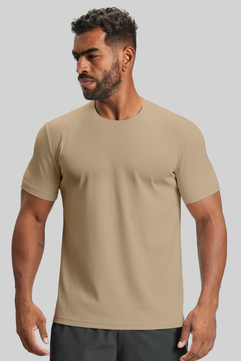 Men's Summer Mesh Round-Neck Loose-Fitting Sports T-shirt