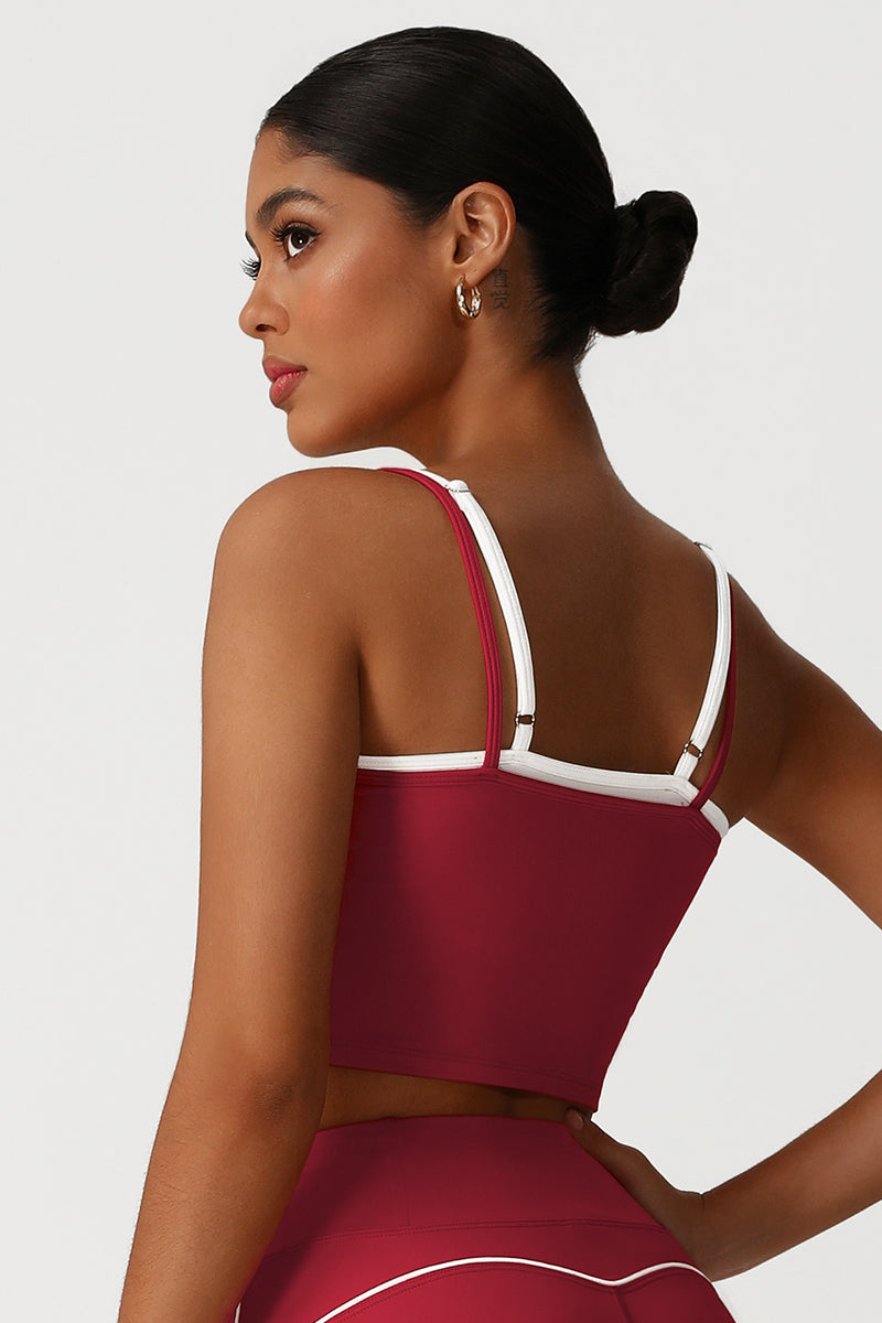 Women Square Neck Fake Two-Piece Yoga Tank Tops